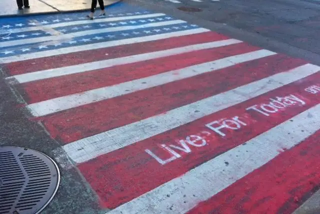 One of many 9/11 memorial crosswalks popping up around town, this one in SoHo